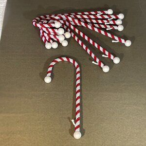 9 In. Red and White Polyester Candy Cane Stocking Holder Set of 8 (1218)